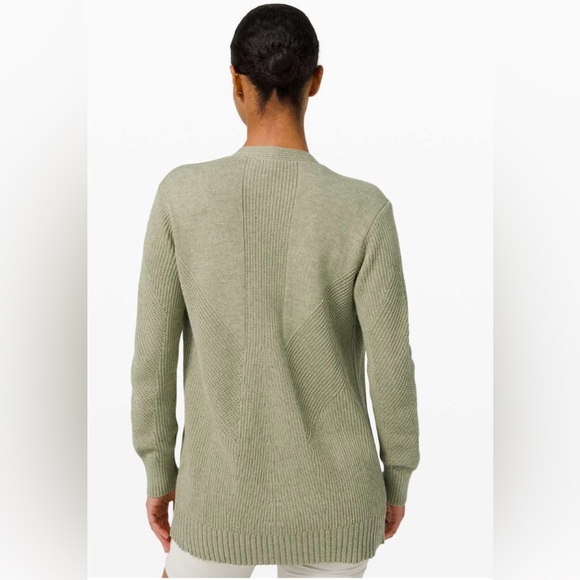 Lululemon Knit Texture Open Cardigan Sweater Olive Green Cardigan Sweater Size 2 - Picture 5 of 11
